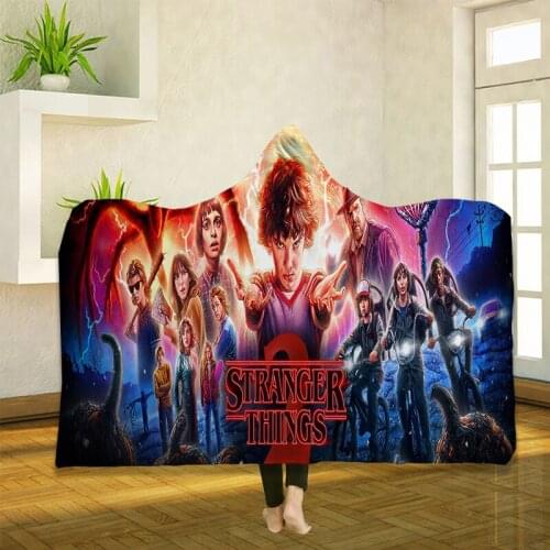 Stranger Things 3D Digital Printed Throw Hooded Blanket Wearable Warm Fleece Bedding Office Quilts Soft Adults Travel