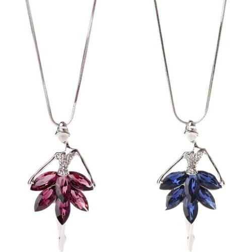 Sweater Necklace Long Pendant Ballet Girl Women Fashion Clothes Decoration Chain