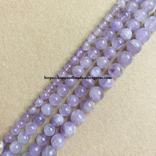 Genuine Semi-precious Natural AA Quality Lavender Lilac Amethyst Stone Round Loose Beads 6 8 10mm For Jewelry Making DIY