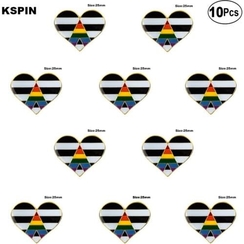 Straight Allies Pride Heart Shape Lapel Pin Flag badge Brooch Pins Badges 10Pcs a Lot