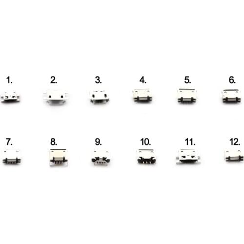 Micro USB Connectors SMT Socket Adapter Connector 5 Pin USB Jack Charging Socket for Mobile Phone Tablet Set