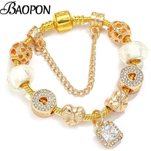 BAOPON Luxury Crystal Heart Pendant Charm Bracelets & Bangles For Women Classic Bracelet Fashion Jewelry Gift Pulseira Feminina