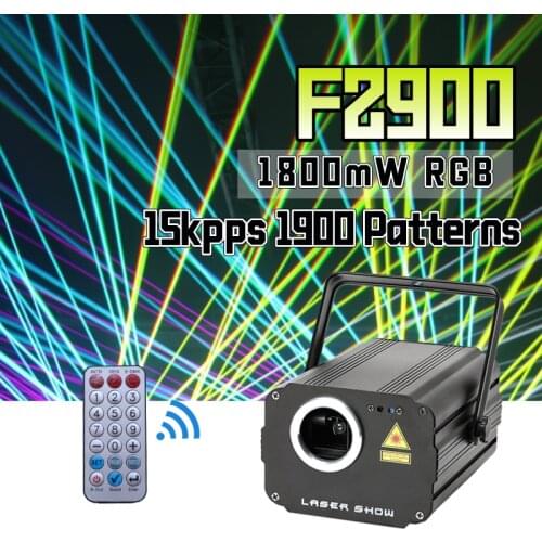 F2900 1800mw Stage Laser Light 3D RGB colorful club party birthday lighting for wedding dj DMX Animation Scanner disco