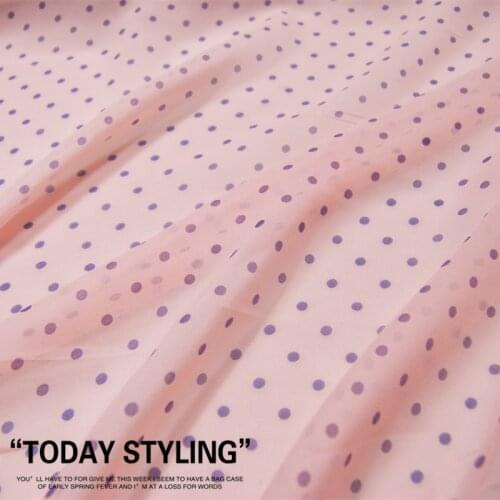 Silk Georgette Chiffon Fabric Dress Blue Dot Polka Dot Clothing DIY Patchwork Tissue