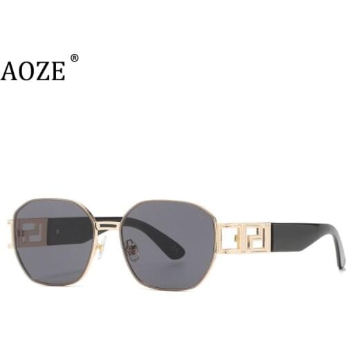 2021 NEW High quality luxury brand sunglasses polygon Metal frame Women men Gradient lens sun glasses oculos de sol
