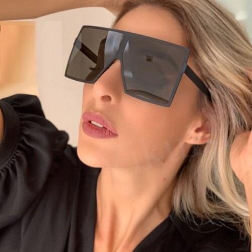 Black Shield Shades Womens Oversized Sunglasses High quality One-piece Rectangle Sun Glasses Square Glasses For man Trendy UV400
