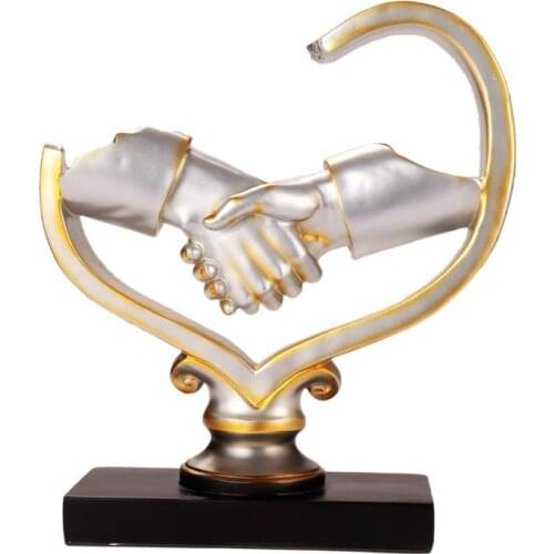 LUCKY SHAKE HANDS MODEL FIGURINES ABSTRACT HAND IN HAND FIGURES STATUE RESIN CRAFTS HOME OFFICE DESK DECORATION ORNAMENT R795