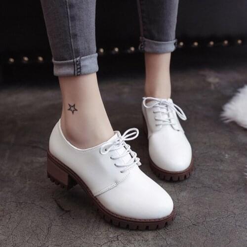 Spring/Autumn New Women Shoes High-heel Pumps Mary Janes Fashion Casual Shoes Woman Lace-up Square Heel Elegant Ladies Shoes