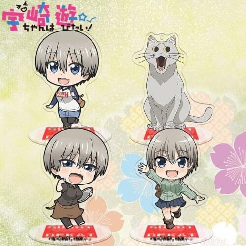 Uzaki-chan wa Asobitai Anime Uzaki Hana Stand Figure Acrylic Keychain Model Plate Desk Decor Pendant Keying Gifts 9cm