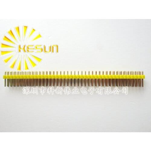 100pcs/lot 2.54mm Yellow Double Row Male 2X40 Pin Header Strip Gold-plated
