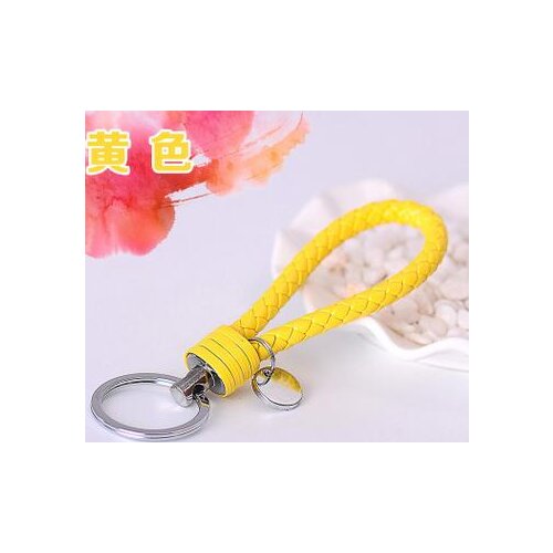 100pcs/lot fedex fast creative style woman woven leather keychain lady candy color rope key ring