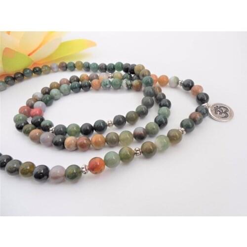 108 Mala Bracelet Om Mala Buddhist Rosary Yoga Prayer Beads Om Charm Mala Nature Stone Bracelet Laps Bracelets Wrist Bracelets