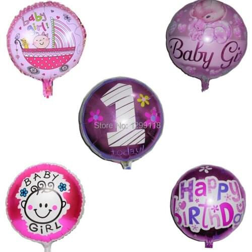 18 Inch 5 Styles /Lot Ballon Baby Girl Helium Foil Balloons 1 Year Birthday Party Decoration Globos Baby Shower Balloon