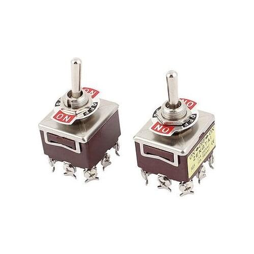 2 Pcs AC 250V 15A 380V 10A 9 Screw ON-OFF-ON 3 Position 3PDT Toggle Switch 303