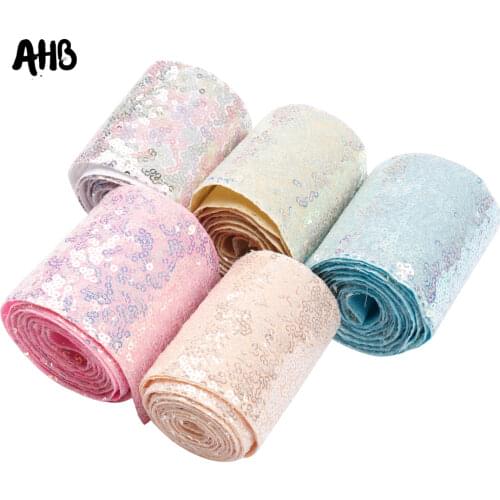 AHB 2Yards/Roll Sequins Solid Color Ribbon Candy Color Single Color Ribbon For Hairband Accessories Handmade Craft Materials