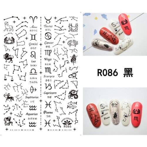 3D Nail Sticker Black Line Antelope Letter Stickers Autumn Fashion Small Adhesive Stickers for Manicure Nail Art Decoration