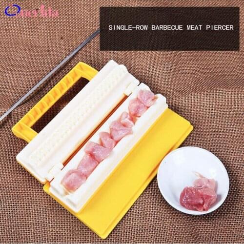 5/10pcs/lot Practical Multi-functional Single Double Row BBQ Meat Skewer Tools Meat String Device Meat Skewer Kebab Maker Box