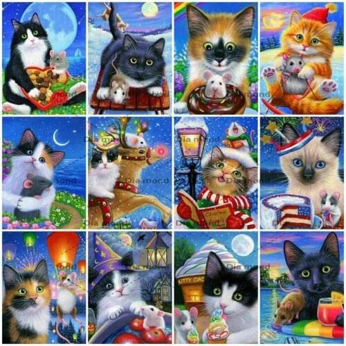 5D DIY Diamond Painting Cat Craft Kit Needlework Diamond Embroidery Animal Cross Stitch Mosaic Christmas Home Decor Gift
