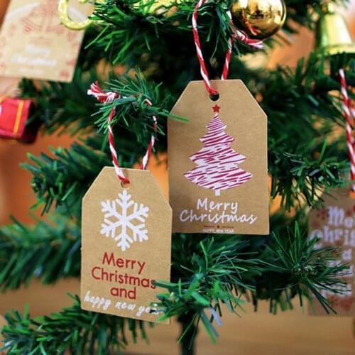 6/10Pcs DIY Kraft Paper Tags Christmas Tree Tags Labels Christmas Gift Wrapping Paper Hang Tags Paper Cards Xmas Party Supplies