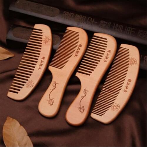 6 types Anti-static Peach Wood Combs Popular Natural Health Care Hair Comb Hairbrush With Handle Massager Head