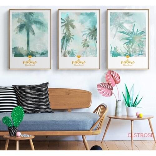 Watercolor Tropical Palm Tree Canvas Painting nordic Poster and Print Landscape Wall Art Picture For Living Room Home Decoration