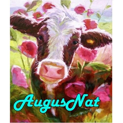 Flower diamond painting cow diamont embroidery full drill diamant rhinestone picture animal diy oil paint by numbers new arrival