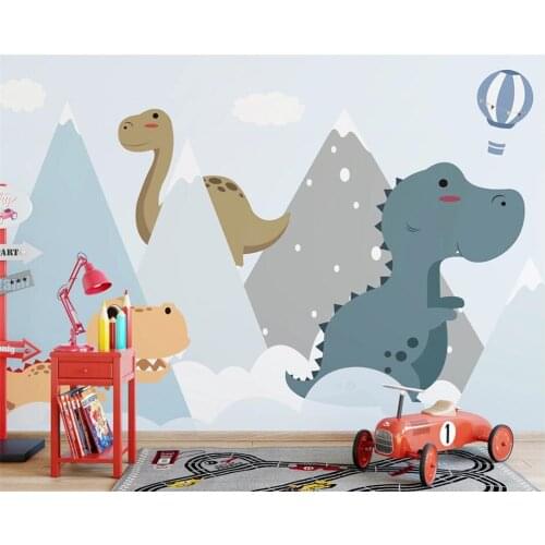 Beibehang Custom modern new minimalist hand-painted dinosaur children room bedroom wallpaper wall papers home decor