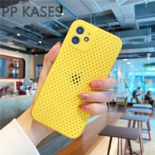 Heat Dissipation Phone Case For iPhone11 12Promax Mini 6s 7 8 Plus XS Max XR SE20 10 X Breathable Cooling Plain Color Silicone