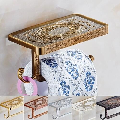 Bathroom Toilet Paper Holders Antiqu Finish Brass Towel Holder And Phone Holder Wall Mount Toilet Paper Holder Bathroom Hardware