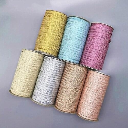144yards 6mm Gliiter Gold Silver Colorfull Elastic Sewing Elastic Band Fiat Rubber Band Waist Band Stretch Rope Elastic Ribbon