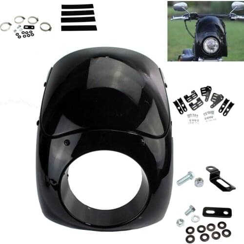 Motorcycle Burly Outlaw 5-3/4" Headlight Fairing Windshield 35-49MM Fork Tubes For Harley Sportster XL 883 Dyna Street Glide