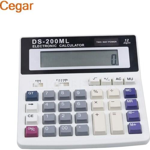 1PC Calculator DS-200ML Office using Muti-function calculator Large keys Dual power computer Solar 12 Digits calculator