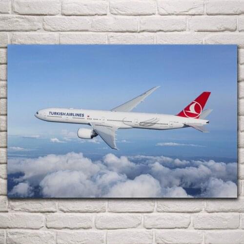 Boeing 777 300er passenger aircraft fanart living room home art decoration wood frame fabric poster KN856