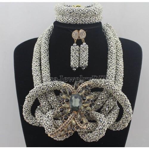 African Beads Jewelry Set Nigerian Wedding Costume Crystal Bridal necklace women Beads Set Free Shipping HD7514