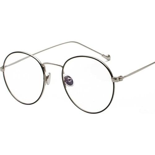 Computer Eyeglasses For Women Men Optical Gold Silver Anti Blue Light Glasses Frame Women Retro Round Metal Frame