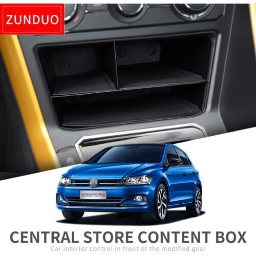 ZUNDUO center console storage box for VW POLO 2018 2019 Plus GTI dashboard Tidying BOX for Volkswagen POLO Accessories BLACK