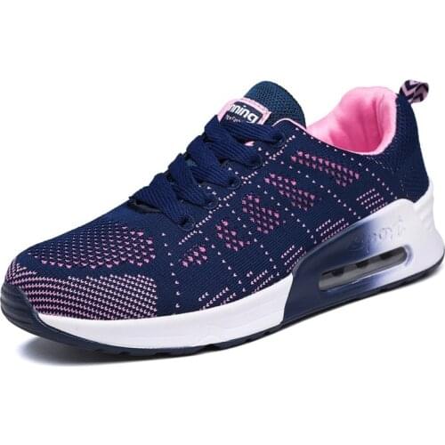 Air Cushion Women Sport Shoes Female Brand Sneakers Woman Tennis Shoes Breathable Antislip Flats Flying Weaving Tenis Feminino