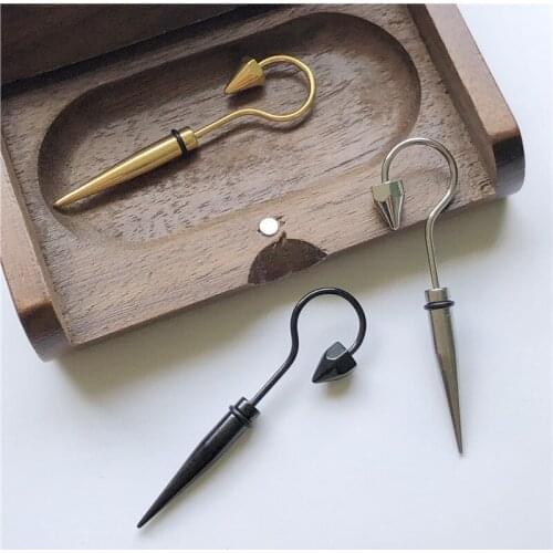 Trendy Personality Creativity Umbrella Earrings Punk Style Exaggerated Tapered Stainless Steel Earrings Men and Women Daily Wear