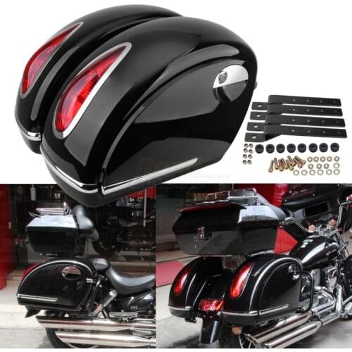 Motorcycle LED Saddlebags Side Box For Harley/Kawasaki/Honda/Suzuki/Yamaha Universal Motorbike Tool ABS Plastic Hard Saddle Bags