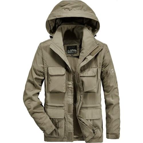 Men Clothing 2020 New Multi-pocket Quick-drying Jacket Outdoor Thin Mesh Detachable Sleeve Cap Waterproof and Breathable Jackets