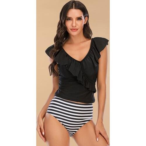 New 2021 Separate Swimsuit Large Size Women Bikini Set Sexy Female Bathing Suit Ruffle Beachwear High Waist Swim Wear Biquini