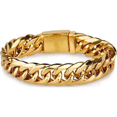 Korean version of the new jewelry gold color mens bracelet 316L Stainless steel