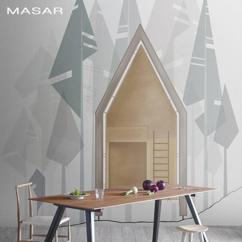 MASAR Personality original minimalist murals romantic fairy tales childrens room background wall wallpaper Forest cottage
