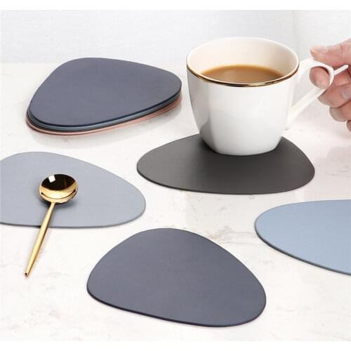 Oval PU Leather Coaster Cup Mat Waterproof Heat-insulated Pad Hot Drink Holder Desktop Decoration Chic Placemat