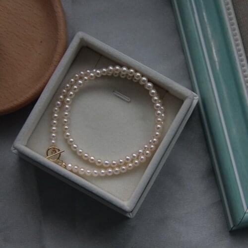 Lily Jewelry Genuine Freshwater Pearl 4-5mm Choker Necklace 925 Sterling Silver Wedding Jewelry Valentines day Gift