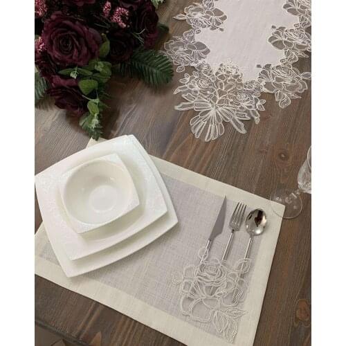 Luxury Table Runner and Placemat Service Set - Rose Decorative (12 Persons Set) | Wedding | Dinner | Table Runner | Napkin