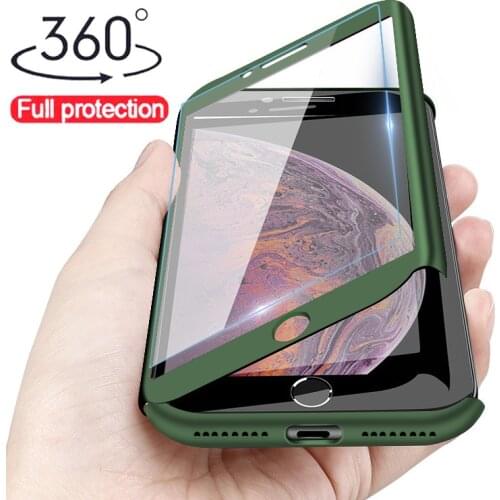 Luxury 360 Full Protective Phone Case On iPhone 6 7 8 Plus Xs Max XR X Coque For iPhone 12 Mini 11 Pro Max Case Cover With Glass