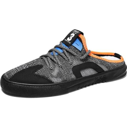 Men Slippers Summer Air Mesh Garden Shoes Croc Youth Personality Boy Flat Sandals Slippers