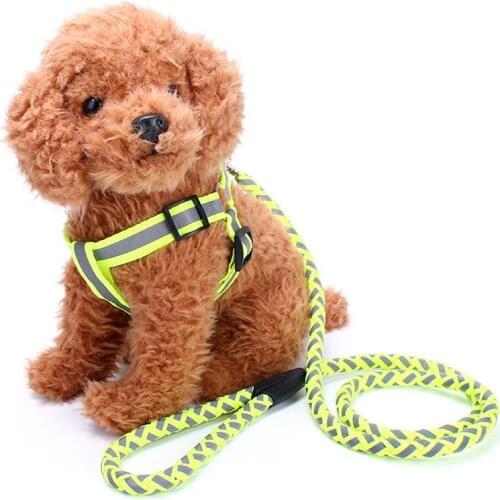 Reflective Safety Adjustable Chest Strap Pet Harness Leash Dog Chest Strap Pet Chest Back Traction Belt Walking Lead Leash