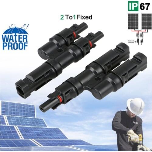 T-type three-way MC4 photovoltaic connector photovoltaic DC special plug solar module one split two parallel MC4T connector